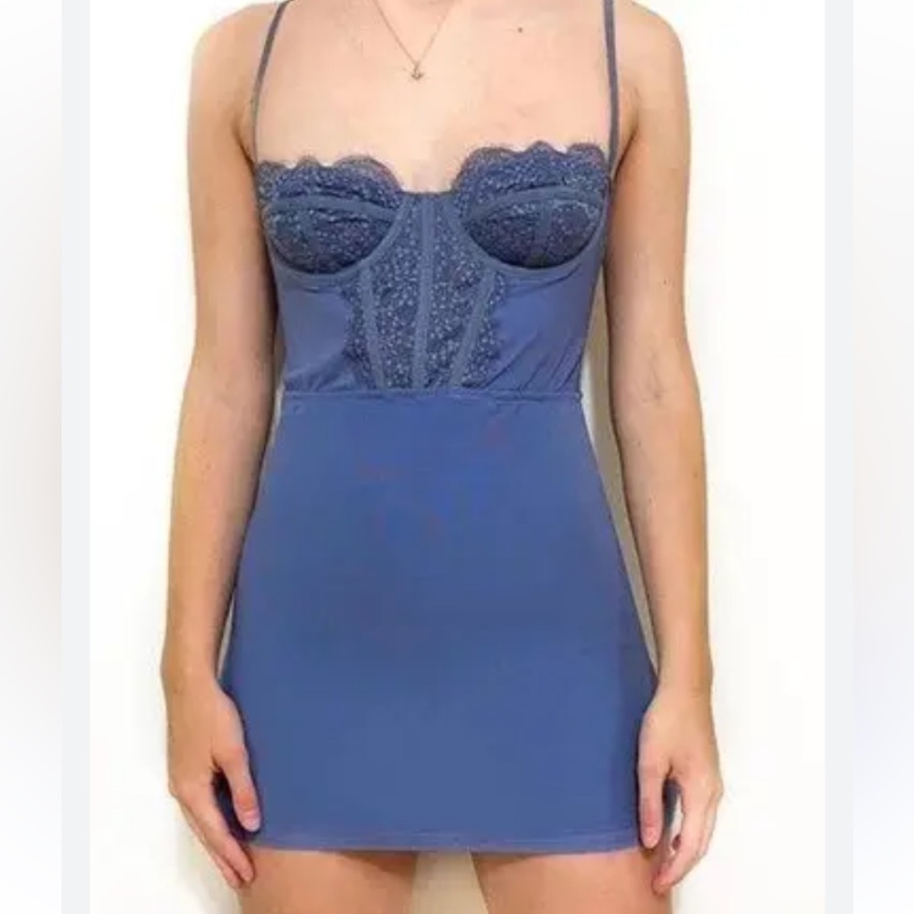 Urban Outfitters Blue Brenna Dress - Mini Bustier Dress